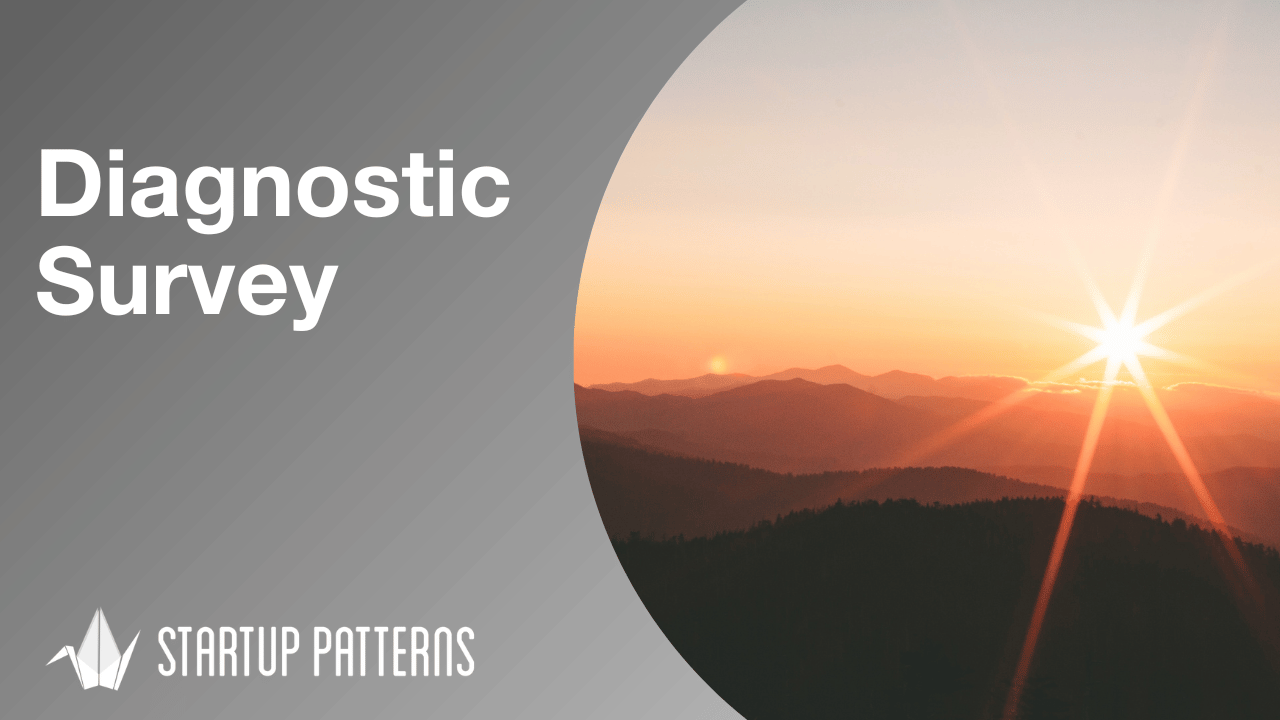Promotional graphic for the Startup Patterns Diagnostic Survey